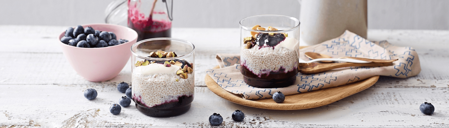 Blueberry Chia Breakfast Pudding with Pistachios